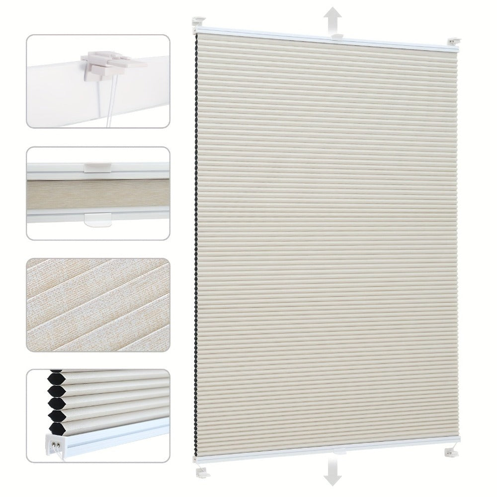 Cortina Celular Sekey Tipo Panal de Abeja, Totalmente Opaca, No Requiere Perforación, Persiana de Privacidad con Tira de Aluminio, Diseño de Clip, Doble Opción de Filtrado de Luz (Clara y Oscura), Incluye Instalación