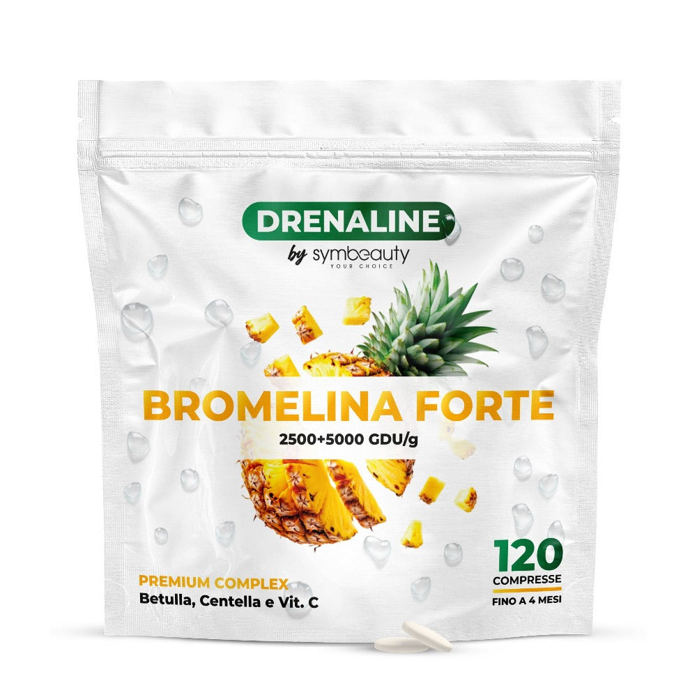 Adrenalina Bromelina Forte 5000+2500 Gdu/G 120 Tabletas 4 Meses con Bétula, Centella y Vitamina C