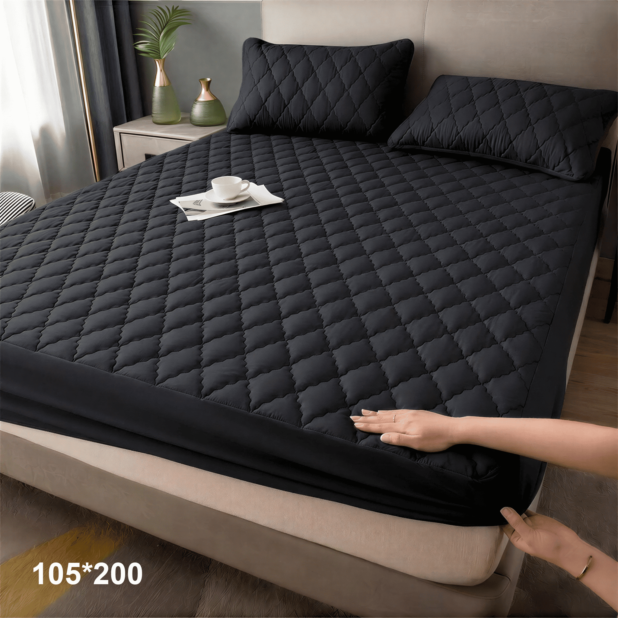 1 pc Protector de colchón acolchado, Súper Suave y Cómoda, Funda de colchón Elástico en Todo Contorno, Lavable a Máquina, Cubre de Colchón Ideal para Dormitorios, Habitaciones de Invitados, Residencias y Hoteles