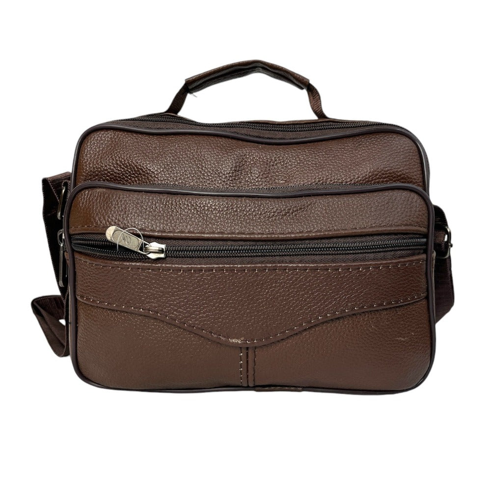 MEJORADA DL-71 Bolso de hombro de cuero genuino para hombre, bandolera horizontal de piel auténtica multibolsillo para hombre