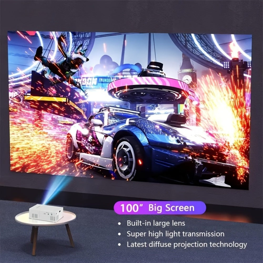 Mini proyector LCD AOC, Beamer portátil con altavoces, control remoto, conectividad USB, compatible con IOS, Android, Windows, PS4 para películas y juegos