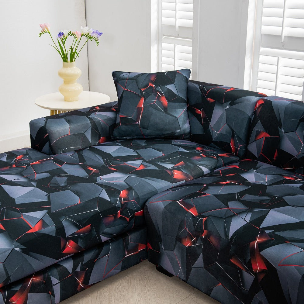 Funda para sofá en forma de L con impresión 5D para 3+3 plazas con 2 fundas de almohada - Tejido suave como la leche, fundas protectoras duraderas y elegantes para sala de estar, perfectas para sofás seccionales