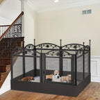 Parque de juegos resistente para perros de 8 paneles: Valla de metal para cachorros y perros, apta para uso en interiores y exteriores, recinto de ejercicio plegable para mascotas con almohadilla, ideal para partos y entrenamiento, incluye puerta, adecuad