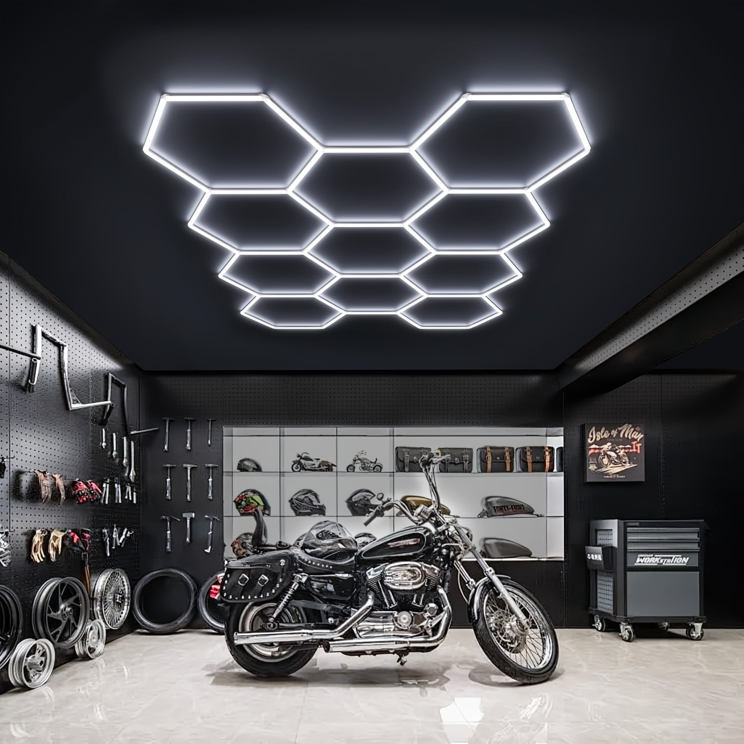 Luz LED hexagonal para techo | Garaje taller gimnasio y exposición