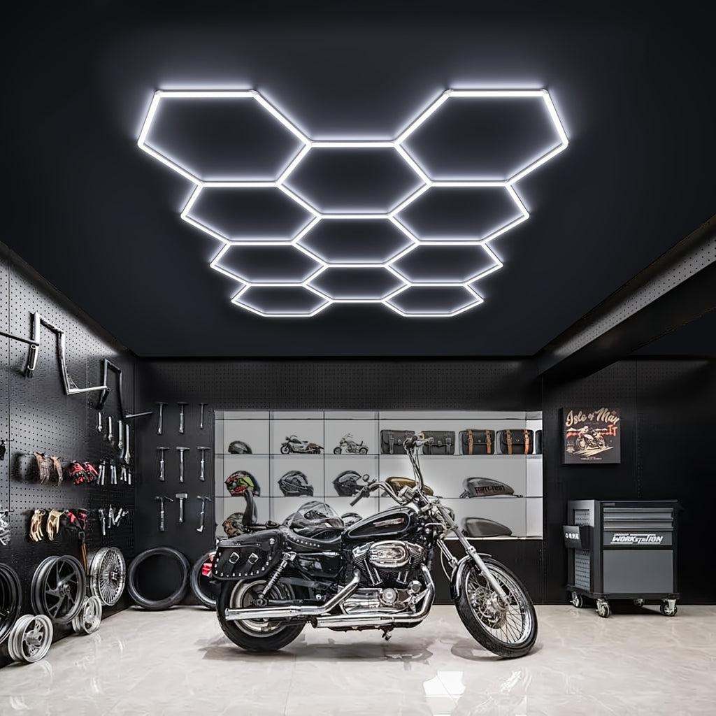 Luz LED hexagonal para techo | Garaje taller gimnasio y exposición