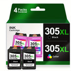 Cartucho de tinta remanufacturado de alto rendimiento 305XL para HP 305 305XL compatible con HP DeskJet 2700 2710 2720 2722 DeskJet Plus 4100 4120 4130 Envy 6000 6010 6020 6032 Envy Pro 6400 6420 - Negro y Tricolor
