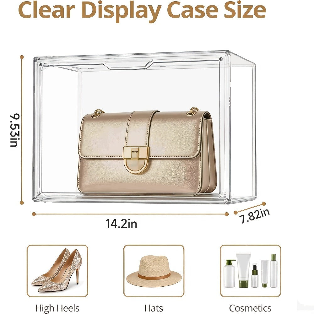 Paquetes múltiples de cajas de almacenamiento acrílicas transparentes grandes con tapa - Organizador apilable a prueba de polvo de alta calidad para juguetes, ropa y decoración del hogar | Contenedor de plástico moderno retro, exhibidor de escritorio mult