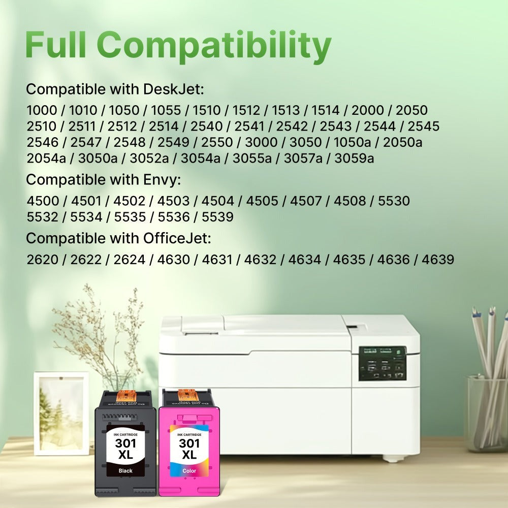 Multipack de cartuchos de tinta 301XL reacondicionados para HP 301XL para HP Deskjet 1512 1514 1510 2540 2549 Officejet 2620 2622 4630 4634 4636 Envy 4500 4504 5532 4502 4503 (Negro, Color)
