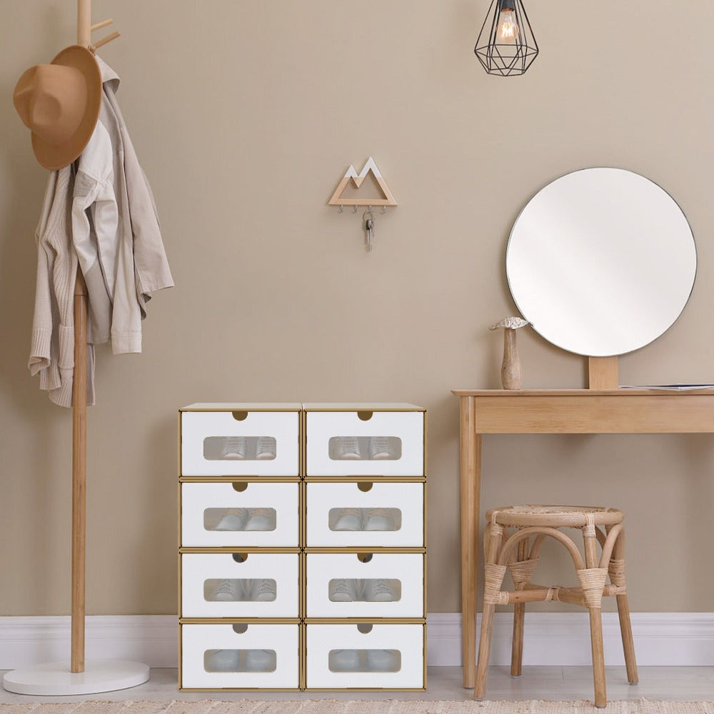 Caixas Rectangulares Apilables con Cajón Extraíble y Ventana Transparente, Organizador de Papel Kraft para Zapatos, Ropa y Accesorios (10pcs/20pcs)
