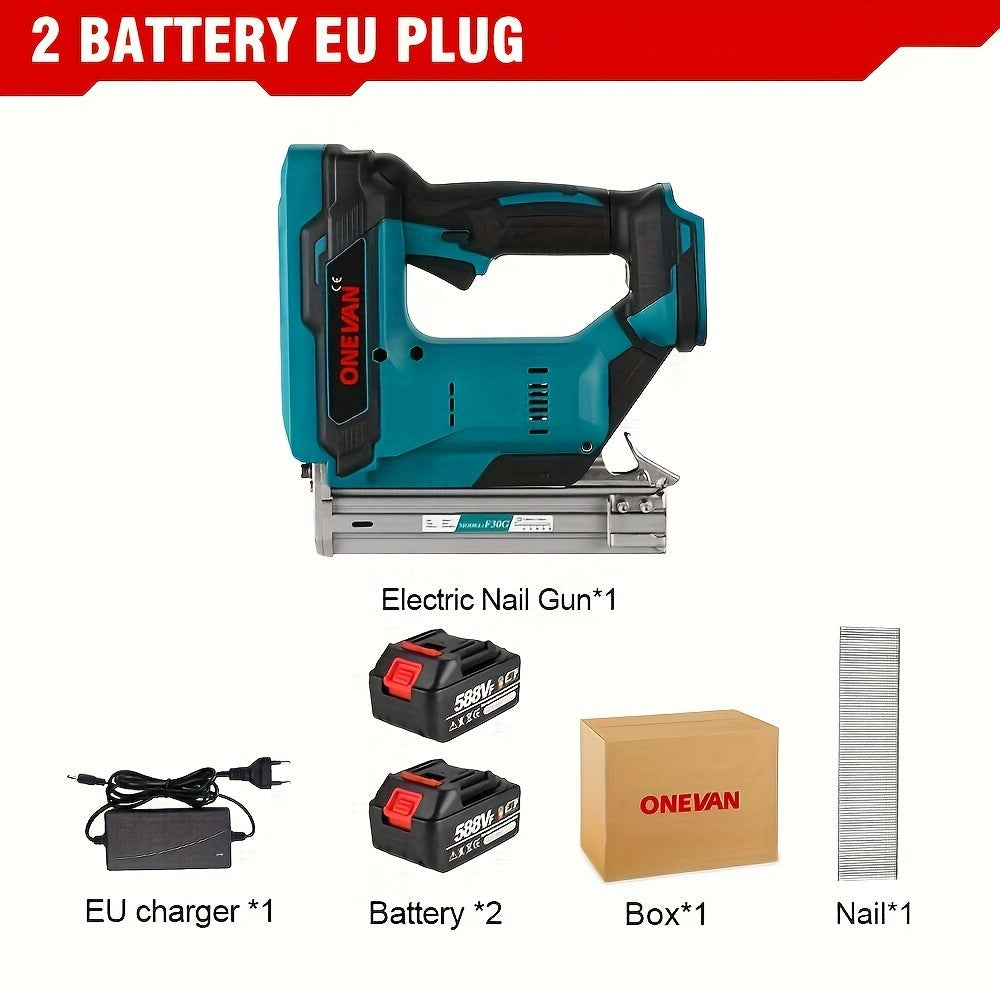 Pistola de Clavos Eléctrica sin Escobillas, Juego de Herramientas de Carpintería Automática, Compatible con Baterías ONEVAN, Ideal para Decoración del Hogar y Herramientas Eléctricas de Carpintería Industrial