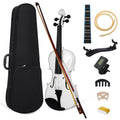 Violín de madera con arco, cuerdas, paño de limpieza y hombro - Elegante extremo blanco, incluye arco y accesorios para principiantes y profesionales, accesorios para violín, calidad profesional, diseño clásico, artesanía de alta calidad