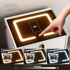 Mesita de noche, organizador de mesita de noche con luz LED, mesita de noche de 2 cajones, cómoda para sala de estar/dormitorio