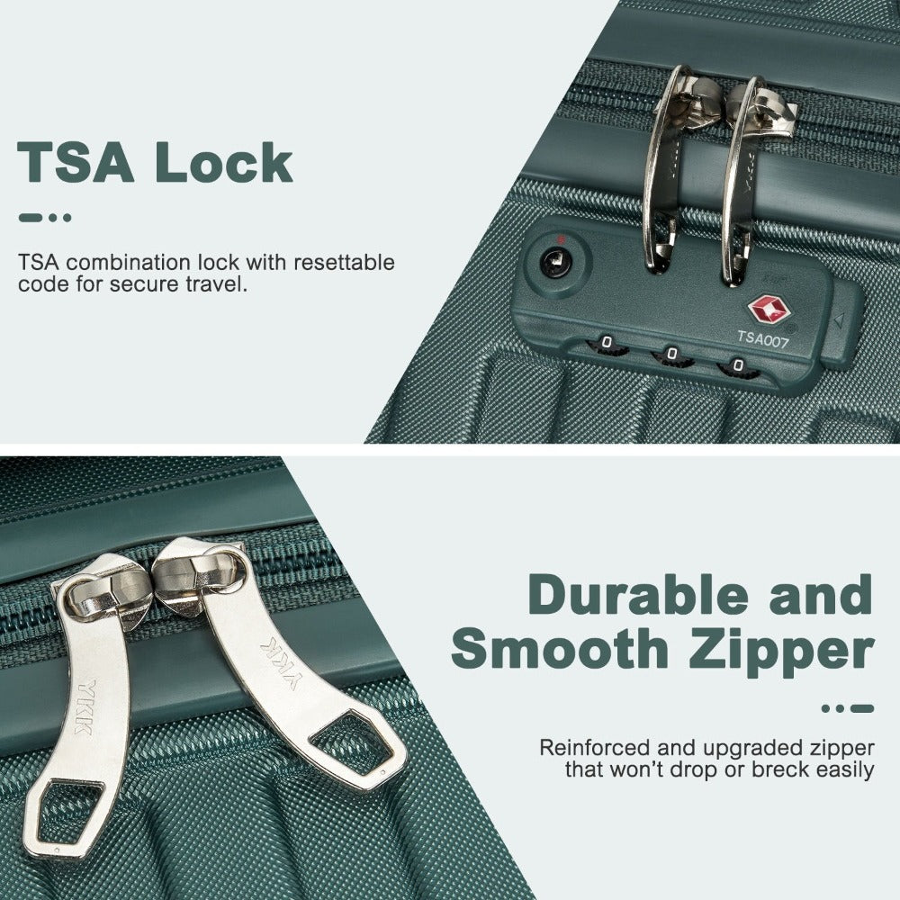 1pieza de 20/24/28 pulgadas Drak Green Sleek Geometric Pattern Hard Shell ABS+PC Maleta con cerradura TSA para viajes sin esfuerzo Regreso a la escuela Regalo de vacaciones