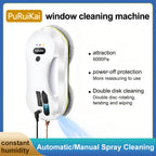 Robot limpiador de ventanas inteligente PuRuiKai 09, limpiador de cristales eléctrico totalmente automático, botella rociadora con control remoto para el hogar con 10 paños de limpieza, nuevo producto de Navidad