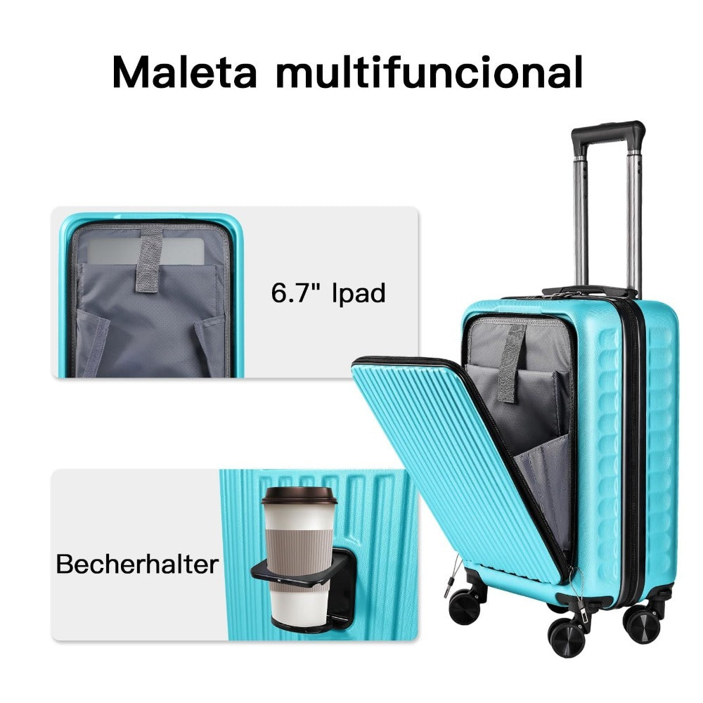 Una Maleta Cabina 55x35x20 Cm. , Equipaje Rígido Expandible De Material ABS, Con Ruedas Giratorias Desmontables Y Cerradura De Combinación, Que Cumple Con La Norma De Equipaje De Mano De 55x40x20 Cm. Ideal Para Adolescentes, Imprescindible Para Viajes En