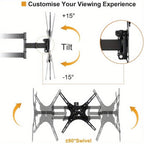 Soporte de pared universal giratorio e inclinable para TV, soporte para TV o monitores planos o curvos de 81.28-139.7 cm