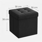 Puff o Banco de almacenaje Plegable | Taburete Reposapiés Otomana | Baúl de Almacenamiento | Taburete Reposapiés.para Cama, Dormitorio, salón, Comedor o Recibidor | 38x38x38cm | Soporta 300kg.