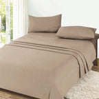 Juego de Sábanas Ligero Suave Fresca 4 Piezas para Cama de 90/105/135/150 cm – 100%Microfibra – Incluye Sábana Bajera Ajustable con borde elástico de 25 cm de profundidad, Sábana Encimera y 2 Fundas de Almohada – Suave, Transpirable y Confortable