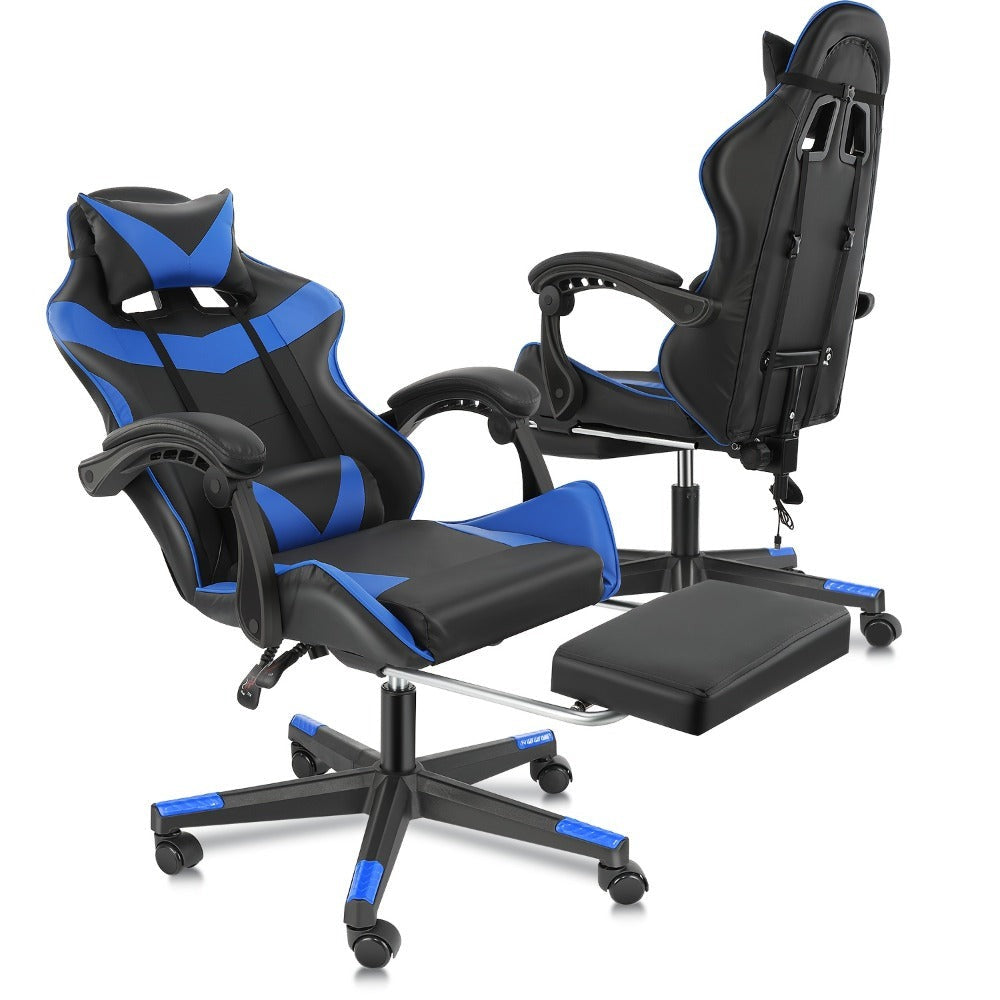 Silla Gaming, Silla de Ordenador con Cojín Lumbar, Reposacabezas, Reposapiés, Silla de Oficina Gaming Ajustable en Altura para Adultos, Niñas, Niños