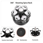 Organizador de Especias Giratorio de Dos Niveles con 6 o 12 Frascos de Especias de 120 ml Cada Uno, Diseñado para una Fácil Selección con Rotación de 360° y Orificios de Tamiz, Hecho de Acero Inoxidable para una Organización Práctica de Especias