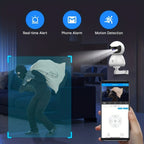 Cámara inteligente PTZ de interior JOOAN, visión nocturna a todo color + seguimiento automático + WiFi de doble banda 5G, alarma de sonido y luz + detección de movimiento + advertencia de voz, almacenamiento en la nube + reproducción de tarjeta, adecuada