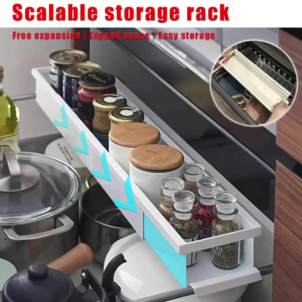 Estante de Especias Expandible, Estante de Metal Multifuncional, Estante de Almacenamiento Retráctil para Varios Botellas y Frascos en la Cocina - Estante de Platos de Un Solo Nivel, Orden y Arreglo, Uso Multiusos, Regalo Perfecto para el Día del Padre