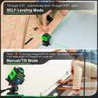 1 Juego de Nivel Láser de 16 Líneas con Nivelación Automática de 360°, Herramienta de Nivel Láser de Línea Cruzada Verde 4X360° para Construcción y Colgar Cuadros, Nivel Láser 4D con 2 Baterías Recargables