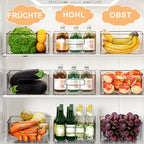 Un juego de 6 organizadores para refrigerador, 3 tamaños (2 pequeños, 2 medianos, 2 grandes) - Contenedores de almacenamiento apilables transparentes para refrigerador, cocina, despensa, gabinetes, fregadero, baño