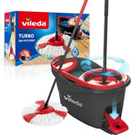 Vileda Set Fregona y Cubo de Limpieza con Pedal y Escurrefácil Giratorio, Fregona con Mango Extra Largo, Cabezal Triangular de Microfibra ideal Para los Rincones