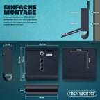 Buzón MONZANA® con Cerradura Cruzada, Cilindro de Cobre, Tapa Giratoria, 31x10x34 cm, Ventana de Visualización, Placa de Identificación, Compartimento para Periódicos, Fácil Instalación, Acero Aleado, 2 Llaves, Caja de Correo