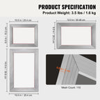 Kit de Serigrafía VEVOR, 3 Piezas de Marcos de Serigrafía de Aluminio 6x10/8x12/10x14 Pulgadas, 110 Mallas, 5 Purpurinas, Raspadores de Serigrafía y Películas Transparentes para Estampado DIY en Camisetas