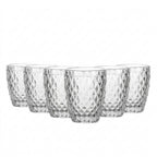 TRESV Set de 6 Vasos de Cristal 250ml | Diseño de Diamante Elegante | Aptos para Lavavajillas | Vidrio Sin Plomo para Agua y Refrescos