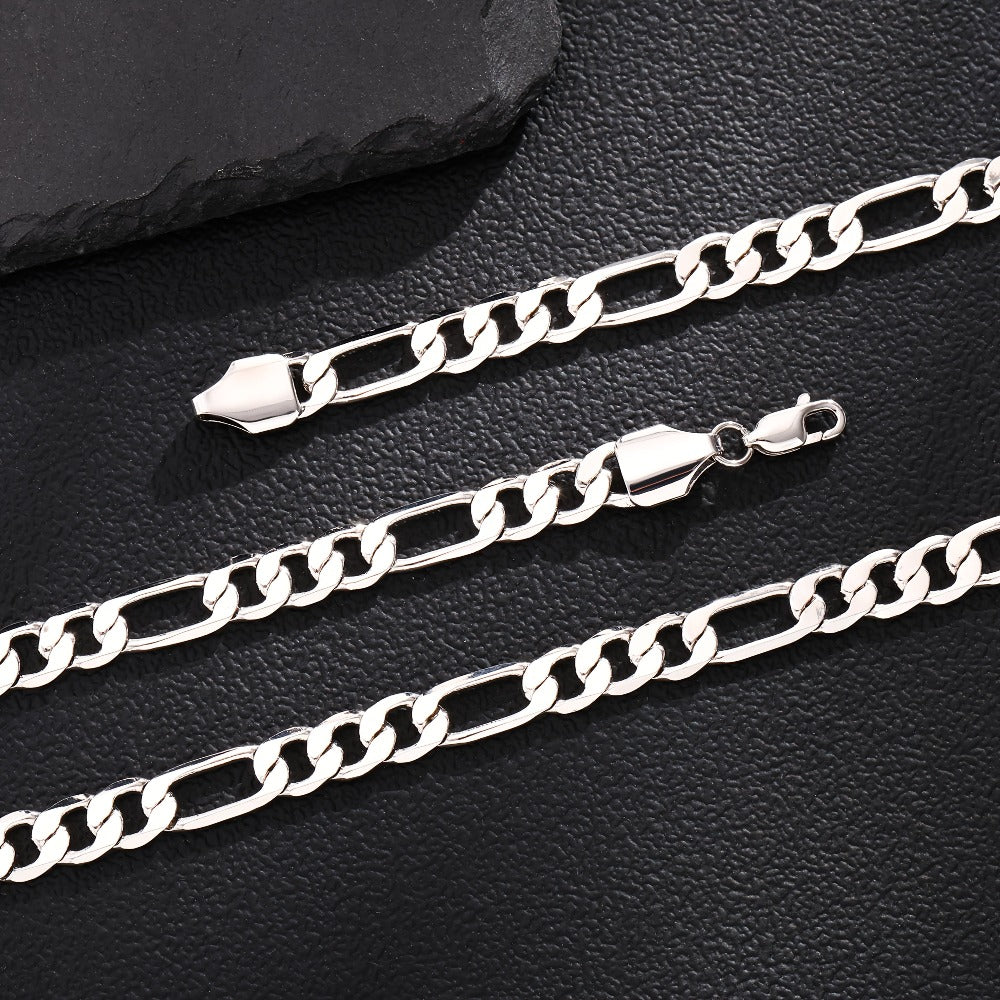 ARTPAGE Cadena Plateada 925 de Plata Esterlina Collar de Moda Figaro Plateado Collar de Moda Urbana Encanto Unisex Regalo para Hombres Día de San Valentín Día del Padre Cumpleaños Navidad con Caja de Regalo