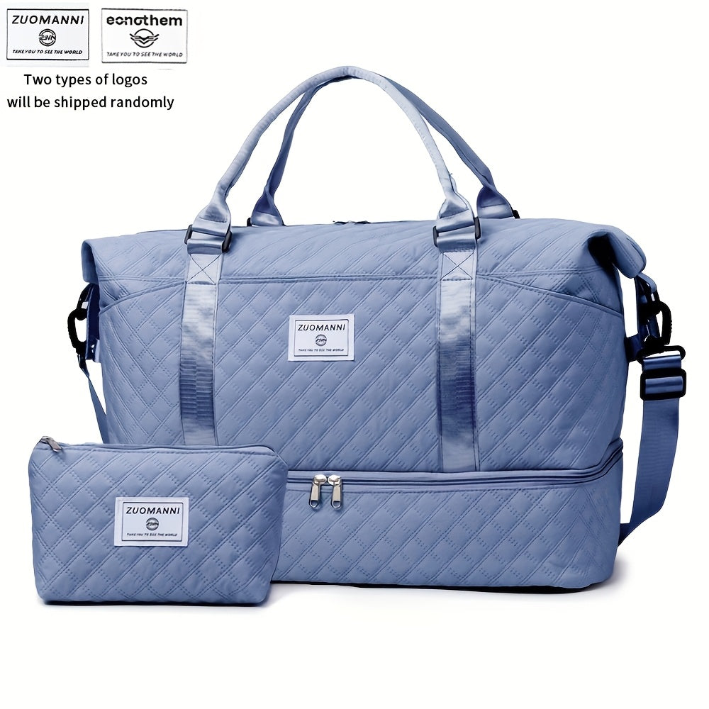 Juego de Bolsos para Mujer: Combinación de Bolso de Viaje y de Gimnasio de Gran Capacidad, Bolso con Estampado de Letras, Regalo de San Valentín, Bolso de Equipaje Multifuncional, Bolso de Mano Cosido para Viajes de Corta y Larga Distancia, Compartimento