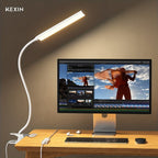 Lámpara de Mesa KEXIN con Pinza para Cama - 5W 48 LED Luz de Libro con 3 Modos y 13 Niveles de Intensidad, Lámpara de Escritorio Protectora de Ojos con Cuello Flexible 360°, Pinza para Mesa en Color
