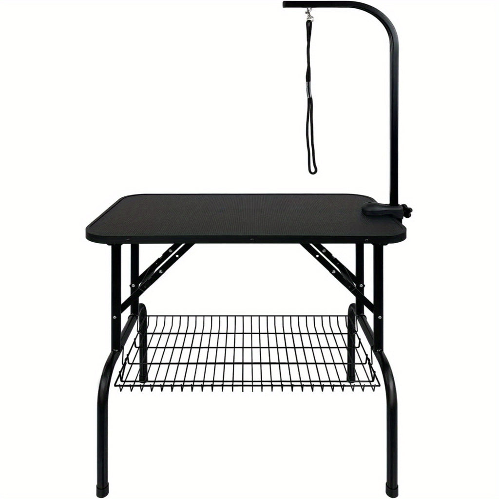 Mesa de peluquería ajustable en altura para perros y gatos, con hebilla y diseño plegable