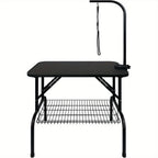 Mesa de peluquería ajustable en altura para perros y gatos, con hebilla y diseño plegable