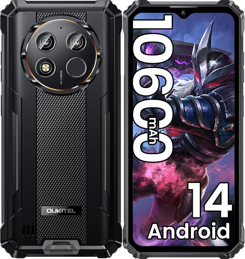 OUKITEL WP28E (2024) Móvil - 16GB RAM+64GB ROM (TF 1TB) Teléfono Movil Android 14 10600mAh, Movil 6.52 HD Pulgadas, Cámara 13MP+ 5MP, 4G Dual SIM/OTG/IP68/IP69K/GPS/NFC