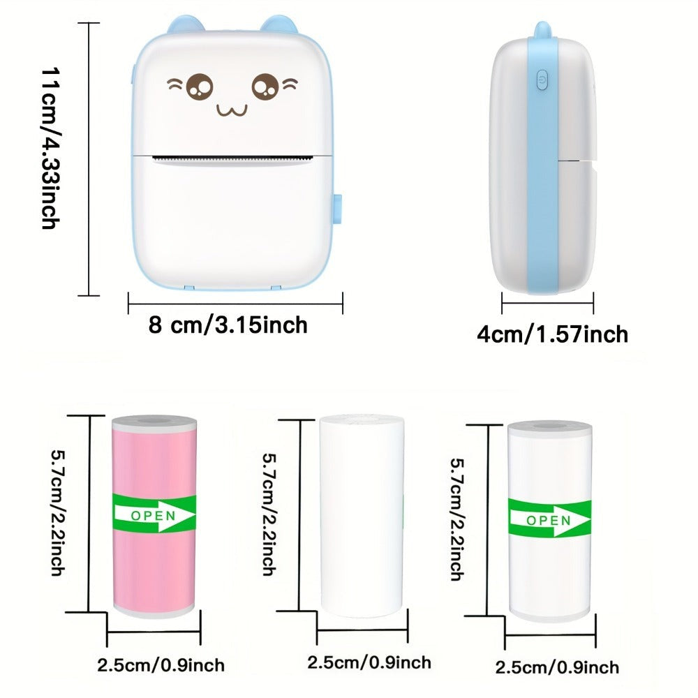 Impresora de Etiquetas Portátil con 15 Rollos de Papel de Impresión, Mini Impresora Inalámbrica Instantánea, Ideal para Imprimir Etiquetas, Recibos, Notas, Manualidades DIY, Compatible con iOS y Android