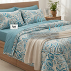 Juego de Sábanas 3 Piezas Estampadas Microfibra – Sábana Bajera Ajustable + Sábana Encimera + Funda Almohada, Suave y Antiárrugas, Cama 90 105 135 150 180, Poliéster microfibra