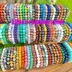 20 pulseras de piedra natural, pulseras de cuentas de piedra artificial de color aleatorio para mujeres y hombres, pulseras elásticas de cuentas redondas de 8 mm, pulseras naturales, regalo de cumpleaños, pulseras para mujer, pulseras para hombre, regalos