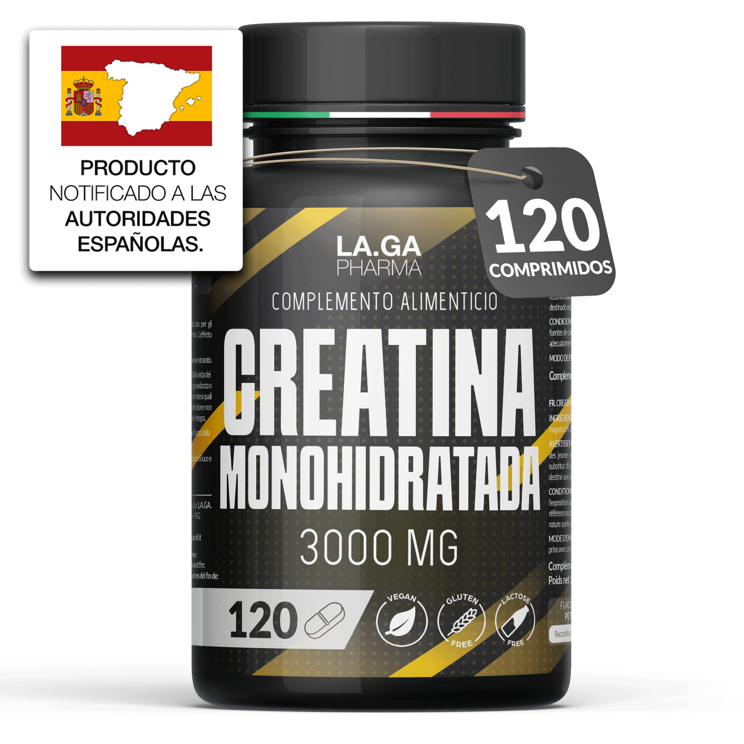 [2PZ PROMO] Creatina Monohidrato Pura 3000mg – 120 Comprimidos | Suplemento para Aumento de Fuerza, Rendimiento y Masa Muscular | Fabricado en Italia