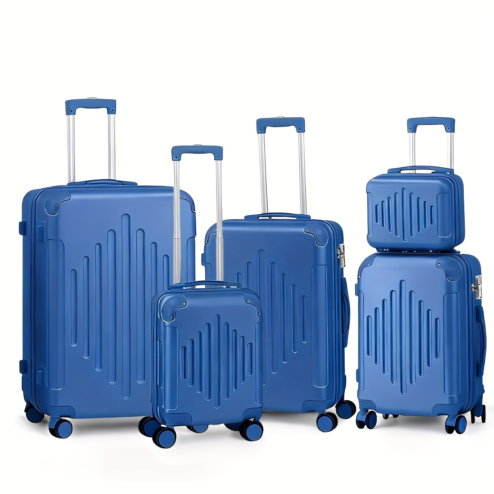 Juego de Equipaje 5 en 1, Maleta de Viaje con Estuche de Cosméticos, Juego de Maletas Rígidas con Ruedas Giratorias, Equipaje con Estuche de Tocado, Equipaje de Mano y 4 Protectores de Esquina, Maletas ABS Ligeras y Portátiles para Viajes y Negocios (12"1