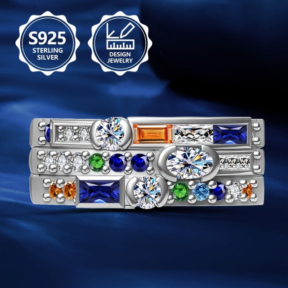 Anillo de moda para mujer, exquisito, de plata de ley 925, elegante y moderno, un anillo de joyería de alta gama para mujer con una apariencia hermosa, adecuado para viajes de vacaciones, uso diario e un regalo conmemorativo ideal para amigos