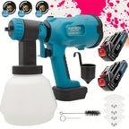 Rociador de Pintura Compatible con Batería Makita 18V, 2x Baterías Inalámbricas de 3000mAh, Distancia de Pintado de 20cm, 3 Boquillas (1.0/1.8/2.5mm), Kit de Limpieza, Rociador Manual para Paredes y Madera