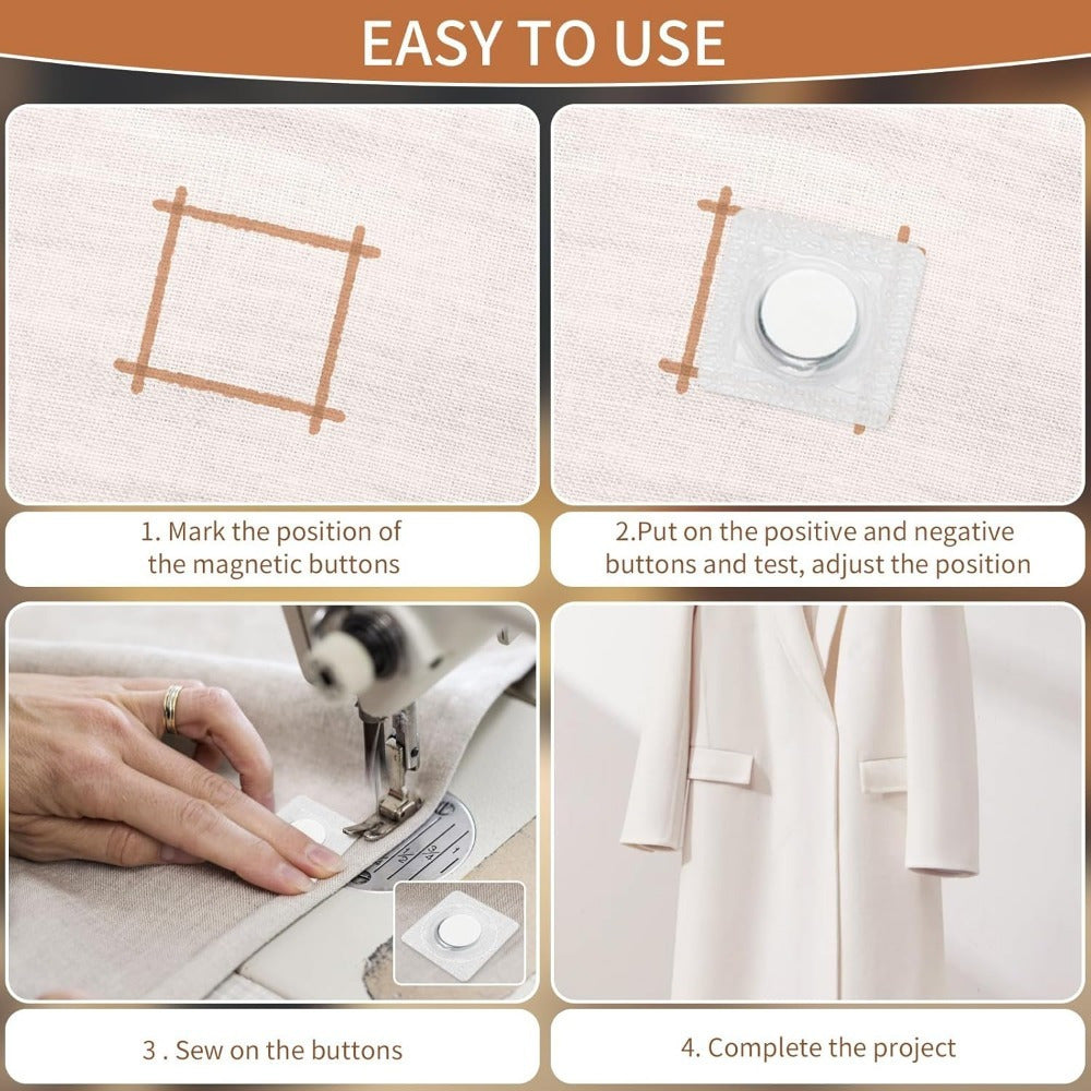 Juego de 50 imanes de 1.5 cm, ideales para proyectos de costura, con botones magnéticos ocultos, película arrugada, broches y cierres invisibles para bolsos. Perfectos para tela, bolsos, ropa y manualidades de cuero