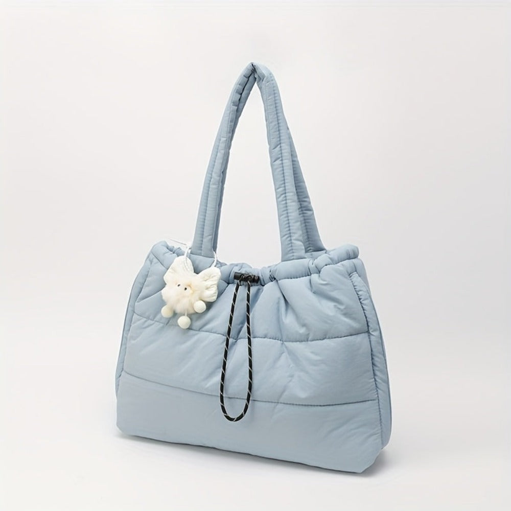 Bolso tote acolchado imprescindible 2026 - Bolso de hombro cruzado acolchado | Bolso de mano de gran capacidad inspirado en abrigo para mujer (Organizador multibolsillos)
