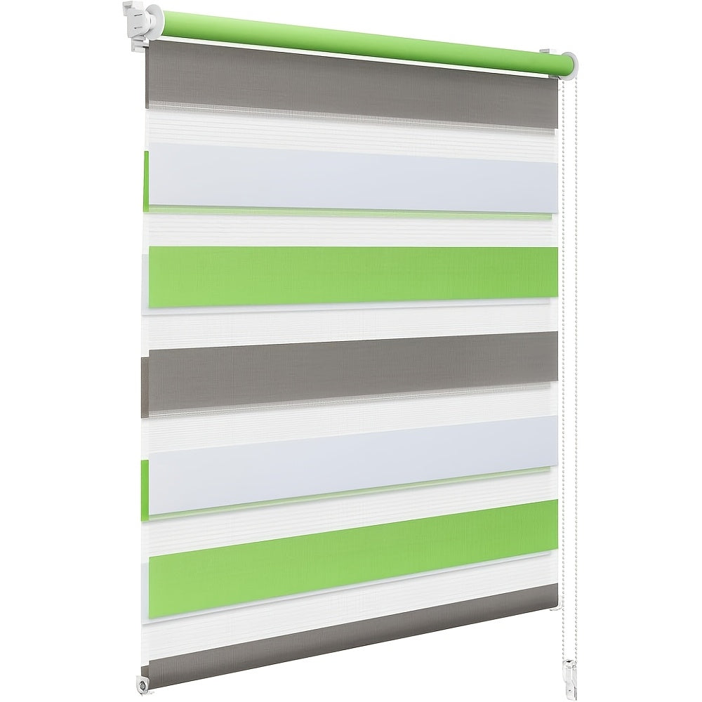 1 unidad, persiana de doble rodillo, cortina de doble capa sin perforaciones, bloqueo de luz, a prueba de sol y aislante térmico, luz ajustable, adecuada para dormitorio, sala de estar, cocina, baño, oficina, estudio, balcón, decoración del hogar