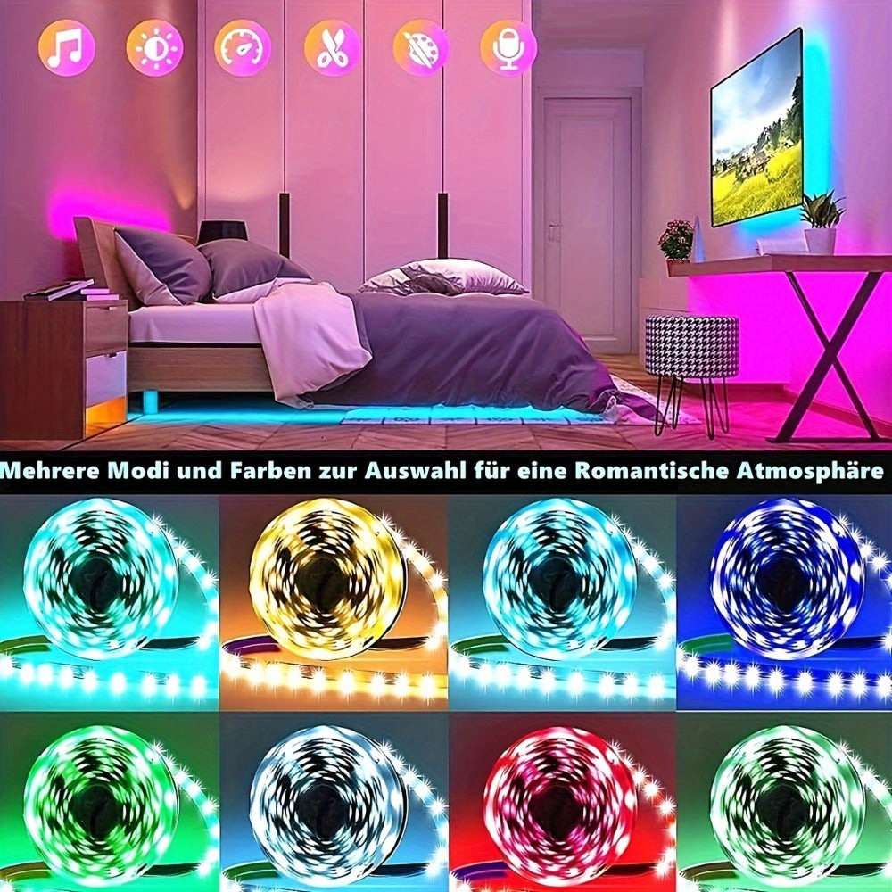 Tiras de luces LED de 10m-30m para dormitorio, luces inteligentes RGB que cambian de color con control remoto, color y brillo ajustables, modo parpadeante, perfectas para sala de juegos, fiestas, camping, decoraciones de árbol de Navidad en habitación