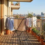 Tendedero de patio con balcón negro, gran tendedero en forma de ala, plegable, para interior y exterior, para el hogar, de pie 145x95x55CM